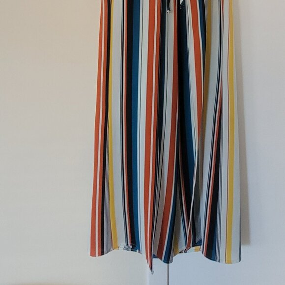 LEYVAS Wrap Party Pants Wide Leg Stripes Colorful - Picture 7 of 15
